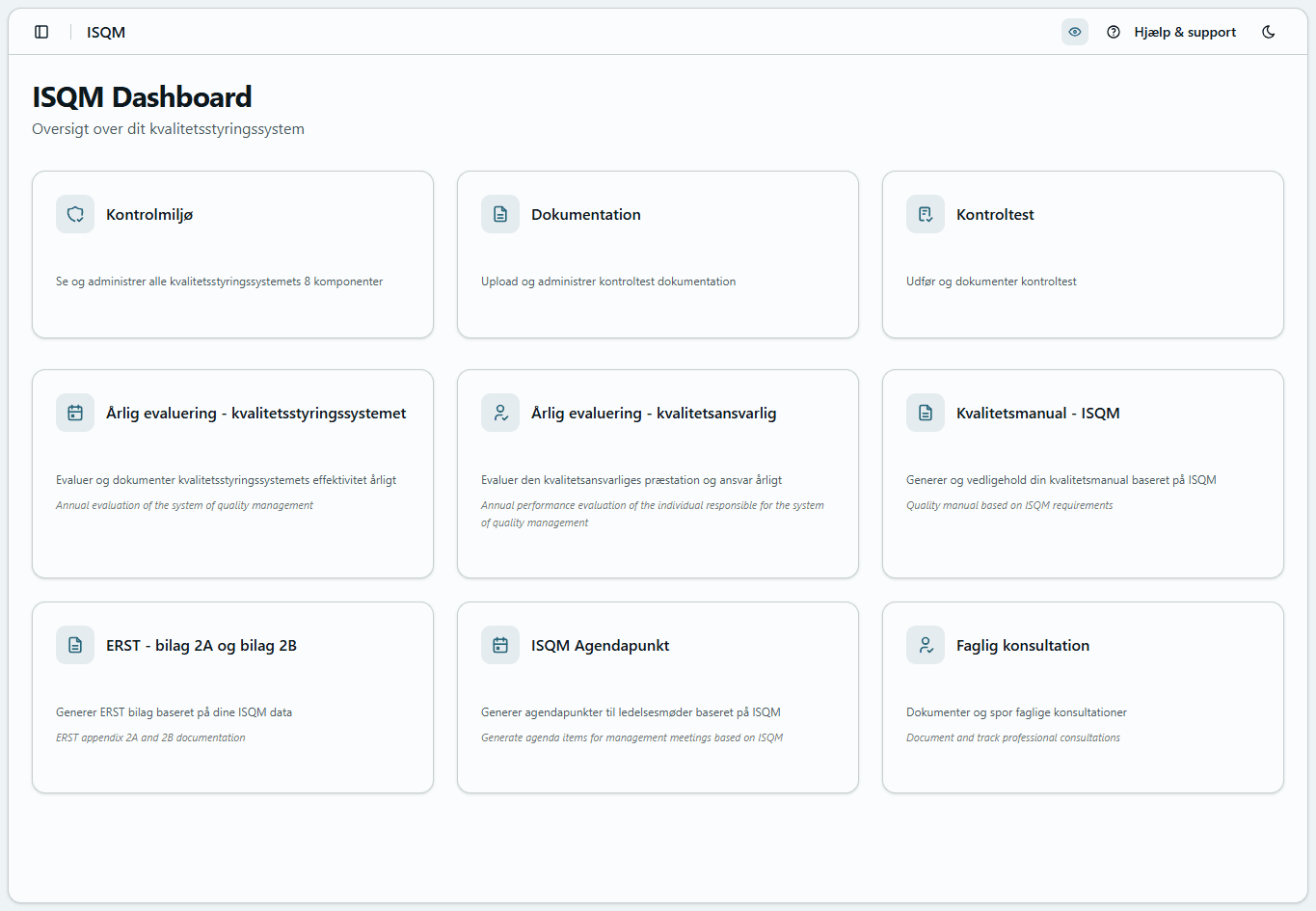 ISQM dashboard – kvalitetsstyring